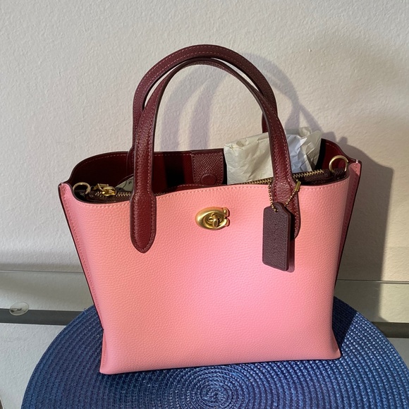 Coach Handbags - **SOLD—- COACH WILLOW TOTE 24 In Leather Colorblock Bubblegum - GORGEOUS & NWT!